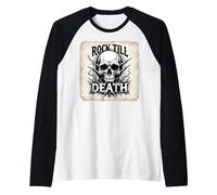 Graphique Heavy Metal Rock Till Death Skull Manche Raglan, Homme, Noir/Blanc, M