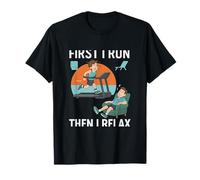 Graphique humoristique First I Run Then I Relax Marathon T-Shirt
