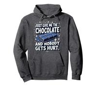 Graphique Humoristique Just Give Me The Chocolate Food Lover Sweat à Capuche, Unisexe pour Adultes, Chiné Foncé, S