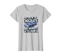 Graphique Humoristique Just Give Me The Chocolate Food Lover T-Shirt, Femme, Argent, S