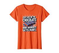 Graphique Humoristique Just Give Me The Chocolate Food Lover T-Shirt, Femme, Orange, XL
