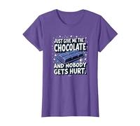 Graphique Humoristique Just Give Me The Chocolate Food Lover T-Shirt, Femme, Violet chiné, M