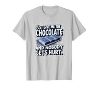 Graphique Humoristique Just Give Me The Chocolate Food Lover T-Shirt, Homme, Argent, XXL
