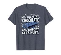 Graphique Humoristique Just Give Me The Chocolate Food Lover T-Shirt, Homme, Bleu Chiné, M
