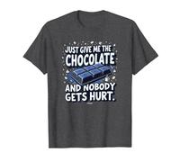 Graphique Humoristique Just Give Me The Chocolate Food Lover T-Shirt, Homme, Chiné Foncé, S