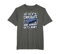 Graphique Humoristique Just Give Me The Chocolate Food Lover T-Shirt, Homme Grandes Tailles, Asphalte, 3X Tall