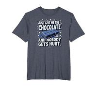 Graphique Humoristique Just Give Me The Chocolate Food Lover T-Shirt, Homme Grandes Tailles, Bleu Chiné, 6X Tall