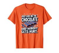 Graphique Humoristique Just Give Me The Chocolate Food Lover T-Shirt, Homme, Orange, M