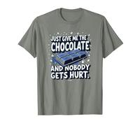 Graphique Humoristique Just Give Me The Chocolate Food Lover T-Shirt, Homme, Vert Kaki chiné, M
