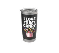 Graphique I Love To Eat Candy Fun Treat Gobelet isotherme en acier inoxydable double paroi