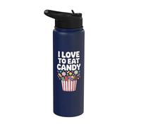 Graphique I Love To Eat Candy Fun Treat Stainless Steel Insulated Water Bottle