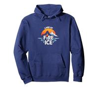 Graphique Islande Land of Fire and Ice Adventure Sweat à Capuche, Unisexe pour Adultes, Bleu Marine, XXL