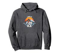 Graphique Islande Land of Fire and Ice Adventure Sweat à Capuche, Unisexe pour Adultes, Chiné Foncé, S