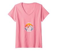 Graphique Islande Land of Fire and Ice Adventure T-Shirt avec Col en V, Femme, Rose, S