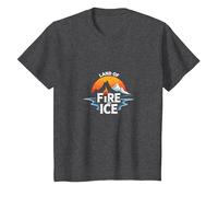 Graphique Islande Land of Fire and Ice Adventure T-Shirt, Enfant, Chiné Foncé, 4 Ans