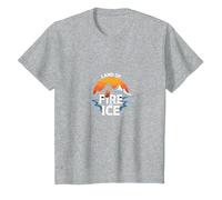 Graphique Islande Land of Fire and Ice Adventure T-Shirt, Enfant, Gris Chiné, 6 Ans