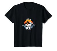 Graphique Islande Land of Fire and Ice Adventure T-Shirt, Enfant, Noir, 12 Ans