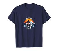 Graphique Islande Land of Fire and Ice Adventure T-Shirt, Homme, Bleu Marine, L