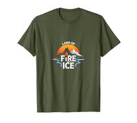 Graphique Islande Land of Fire and Ice Adventure T-Shirt, Homme, Olive, S