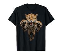 Graphique Jaguar Big Cat sautant féroce T-Shirt