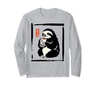 Graphique Kawaii Paresseux Boba Bubble Milk Tea Manche Longue