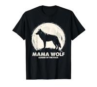 Graphique Mama Wolf Leader of The Pack Full Moon T-Shirt Graphique avec Valeur, Homme, Noir, M