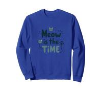 Graphique Meow is The Time Cat Lover Sweatshirt, Unisexe pour Adultes, Bleu Royal, L