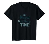 Graphique Meow is The Time Cat Lover T-Shirt, Enfant, Noir, 10 Ans