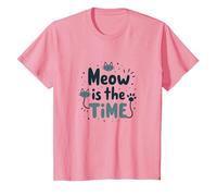 Graphique Meow is The Time Cat Lover T-Shirt, Enfant, Rose, 12 Ans