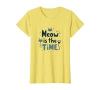 Graphique Meow is The Time Cat Lover T-Shirt, Femme, Citron, XL