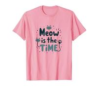Graphique Meow is The Time Cat Lover T-Shirt, Homme, Rose, S