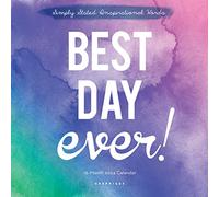 Graphique Mini calendrier mural 2024 Best Day Ever | 17,8 x 17,8 cm | Papier épais | Organiseur de maison et de bureau | Grande grille mensuelle | 3 langues et jours fériés marqués | Page d'aperçu de