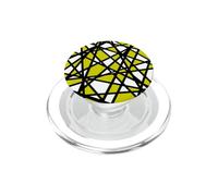Graphique Minimaliste Jaune Abstrait Noir Lignes géométriques PopSockets PopGrip pour MagSafe