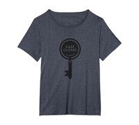 Graphique mystère de détective à clé fermée, T-Shirt, Femme Grandes Tailles, Bleu Chiné, 1X