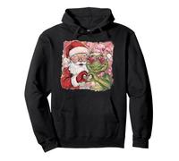 Graphique Père Noël et Alligator Cœur Mains Vacances de Noël Sweat à Capuche