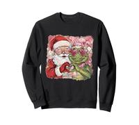 Graphique Père Noël et Alligator Cœur Mains Vacances de Noël Sweatshirt