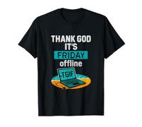 Graphique pour ordinateur portable « Thank God It's Friday » hors ligne T-Shirt