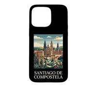 Graphique rétro de Saint-Jacques-de-Compostelle Espagne Coque pour iPhone 15 Pro Max