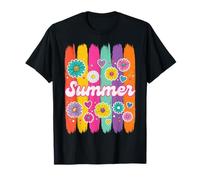 Graphique rétro de Vacances joyeuses Fleurs de Marguerite colorée d'été T-Shirt