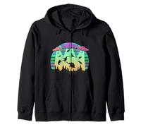 Graphique rétro Dinosaure OVNI enlèvement Spatial Coucher de Soleil Sweat à Capuche