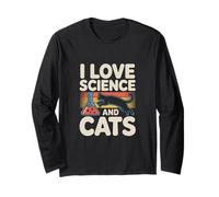 Graphique rétro « I Love Science and Cats » Manche Longue