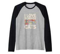 Graphique rétro « I Love Science and Cats » Manche Raglan