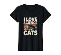 Graphique rétro « I Love Science and Cats » T-Shirt Graphique avec Valeur