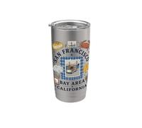 Graphique souvenir d'un téléphérique vintage de la région de la baie de San Francisco Gobelet isotherme en acier inoxydable double paroi