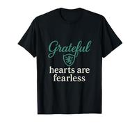 Graphique vert émeraude « Grateful Hearts Are Fearless » T-Shirt