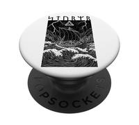 Graphique Viking Warrior Ship Storm Old Norse Mythology Runes PopSockets PopGrip Adhésif