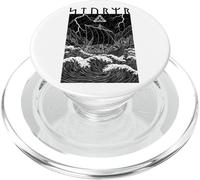 Graphique Viking Warrior Ship Storm Old Norse Mythology Runes PopSockets PopGrip pour MagSafe