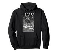Graphique Viking Warrior Ship Storm Old Norse Mythology Runes Sweat à Capuche