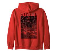 Graphique Viking Warrior Ship Storm Old Norse Mythology Runes Sweat à Capuche