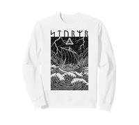 Graphique Viking Warrior Ship Storm Old Norse Mythology Runes Sweatshirt